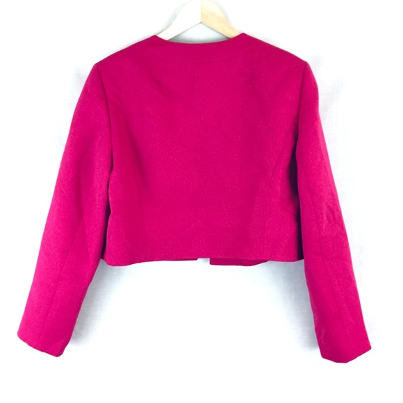 Kasper Floral Embroidered Cropped Fuchsia Blazer - Picture 7 of 8